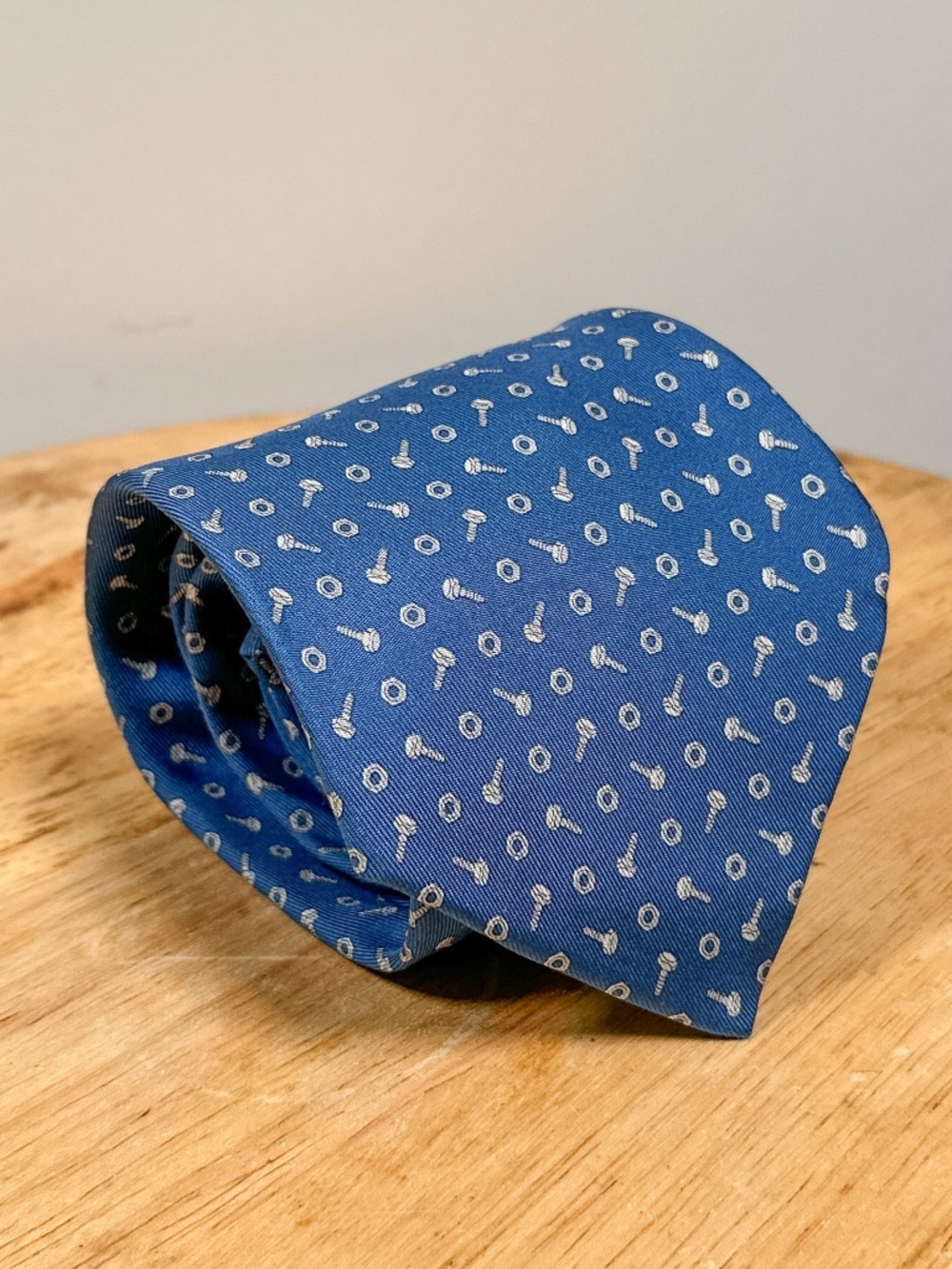 Hermes Paris Nuts Bolts Construction Contractor 5148 HA Blue 3.5in Silk Tie